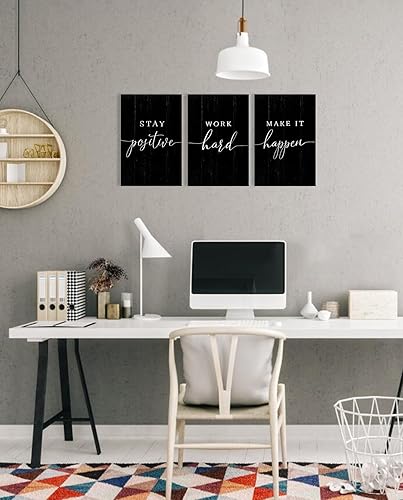 Miniatura 3 de Arte de pared de oficina con citas inspiradoras póster motivacional, frases positivas, decoración de pared de oficina, 3 piezas de cuadros de