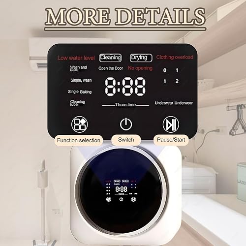 Miniatura 2 de Underwear Washing Machine, 3.5L Fully Automatic Mini Washing Sock, Portable Washing Machine and Touch Dryer, Compact Electric Wall Washer with Spin