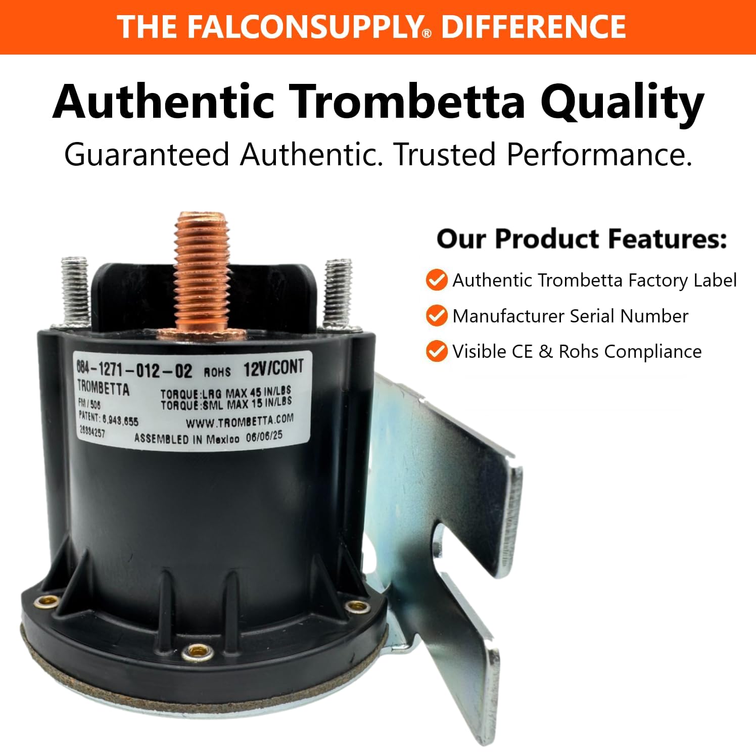 Genuine Trombetta 12V Starter Solenoid Relay Switch Kit, for Yamaha G22-G29 Drive 2 Adventurer Gas Golf Carts 2003-Current, Replaces Parts JW1-H1950-00-00 & JR3-H1950-00-00, 684-1271-012