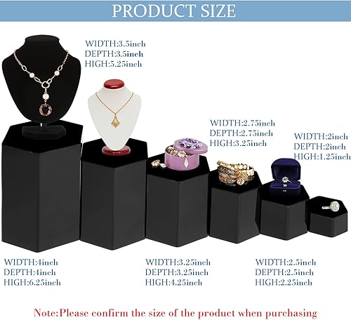 Miniatura 2 de Elevadores hexagonales de exhibición de joyas, soportes elevadores hexagonales de acrílico, soporte de exhibición de joyas acrílicas para