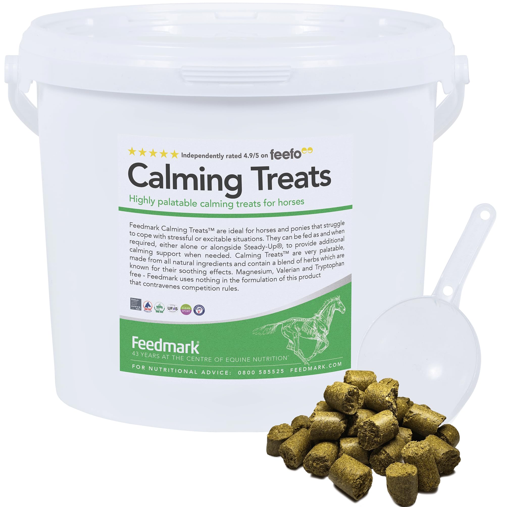 Feedmark Calming Treats for Horses | Natural Soothing Herbal Treats for Stress & Anxiety | 1kg (Approx. 135 Treats) | Supports Relaxation, Focus & Digestive Health | Competition Safe Calming Bites