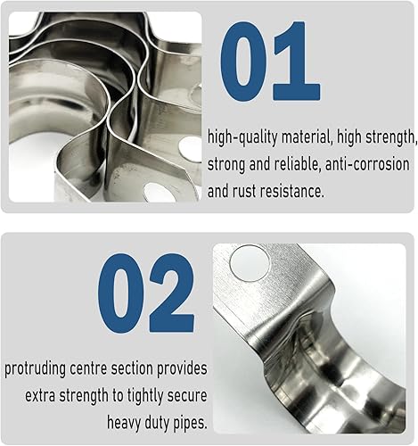 Miniatura 3 de 50 piezas de tubo rígido de acero inoxidable con dos agujeros en forma de U para tarjeta de tubería de acero inoxidable 304 clips de tensión de