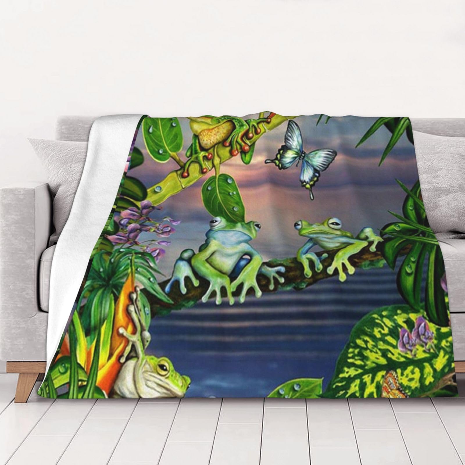 Couverture en flanelle grenouilles 200x150 cm jeté de lit chaud