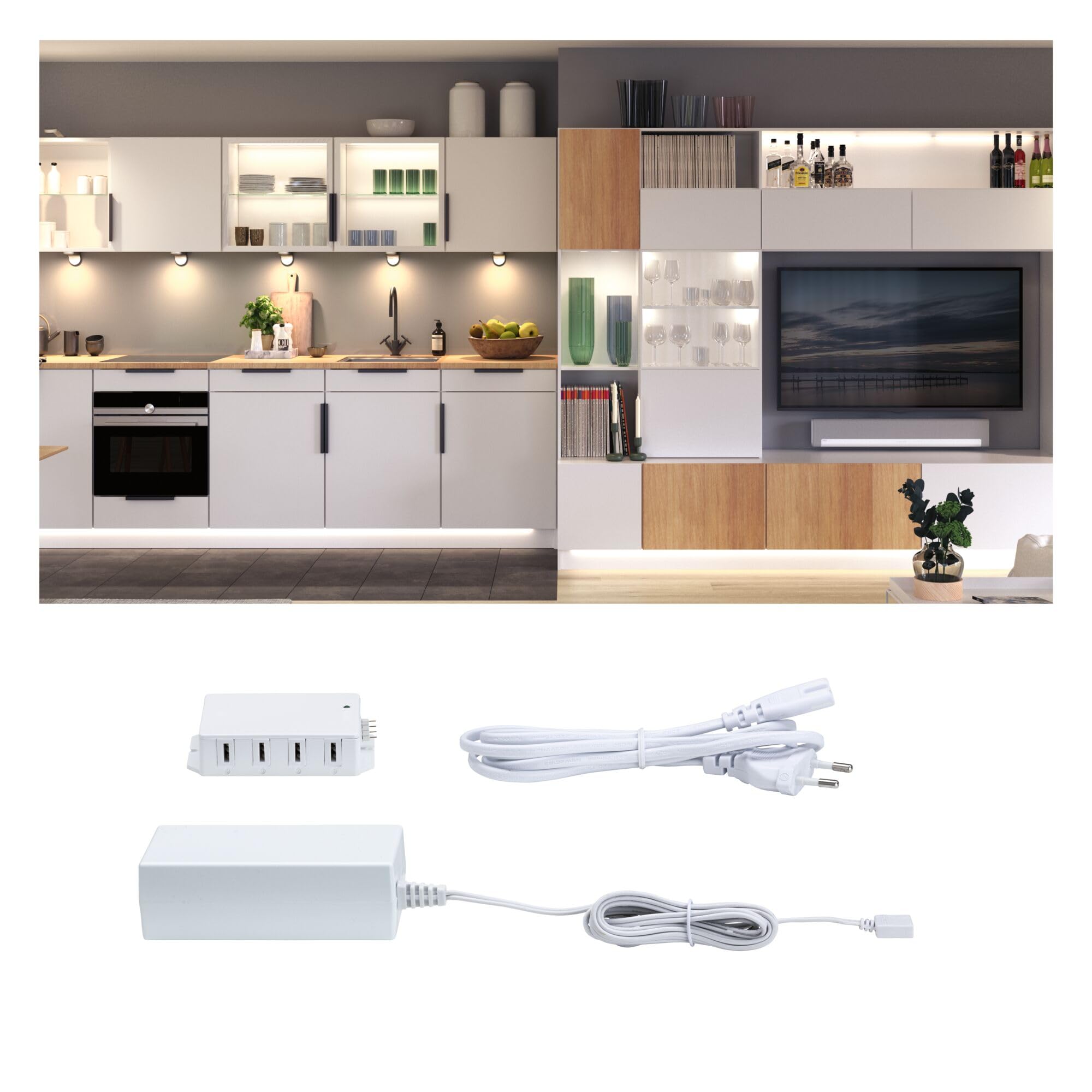 Paulmann 99948 Lampada per mobili Clever Connect Driver 12 DC incl. distributore 8x max. 36 Watt trasformatore bianco plastica alimentatore