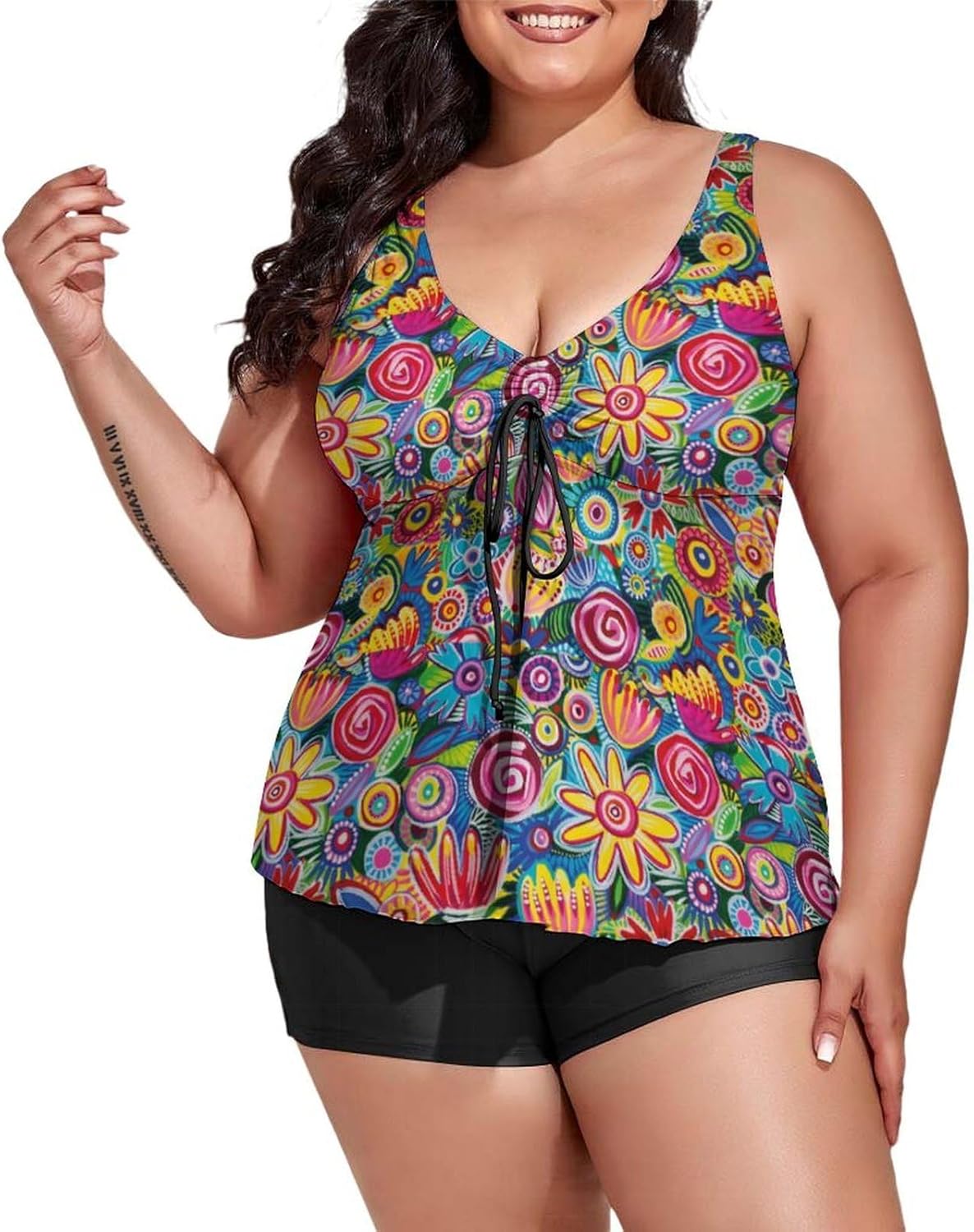 下载 (1) Women's Two Piece Swimsuits with Shorts Modest Bathing Suits Conservative Vest-Style Top Athletic Swimwear