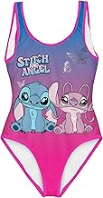 Disney Stitch and Angel Girls One Piece Swimsuit, Kids Swimming Suit, Sizes 6-10 Years