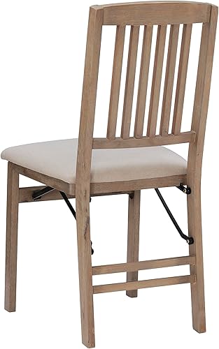 Miniatura 15 de Linon Keira - Juego de 2 sillas plegables de madera, asiento tapizado y respaldo de misión, altura de comedor, rústico, natural y beige