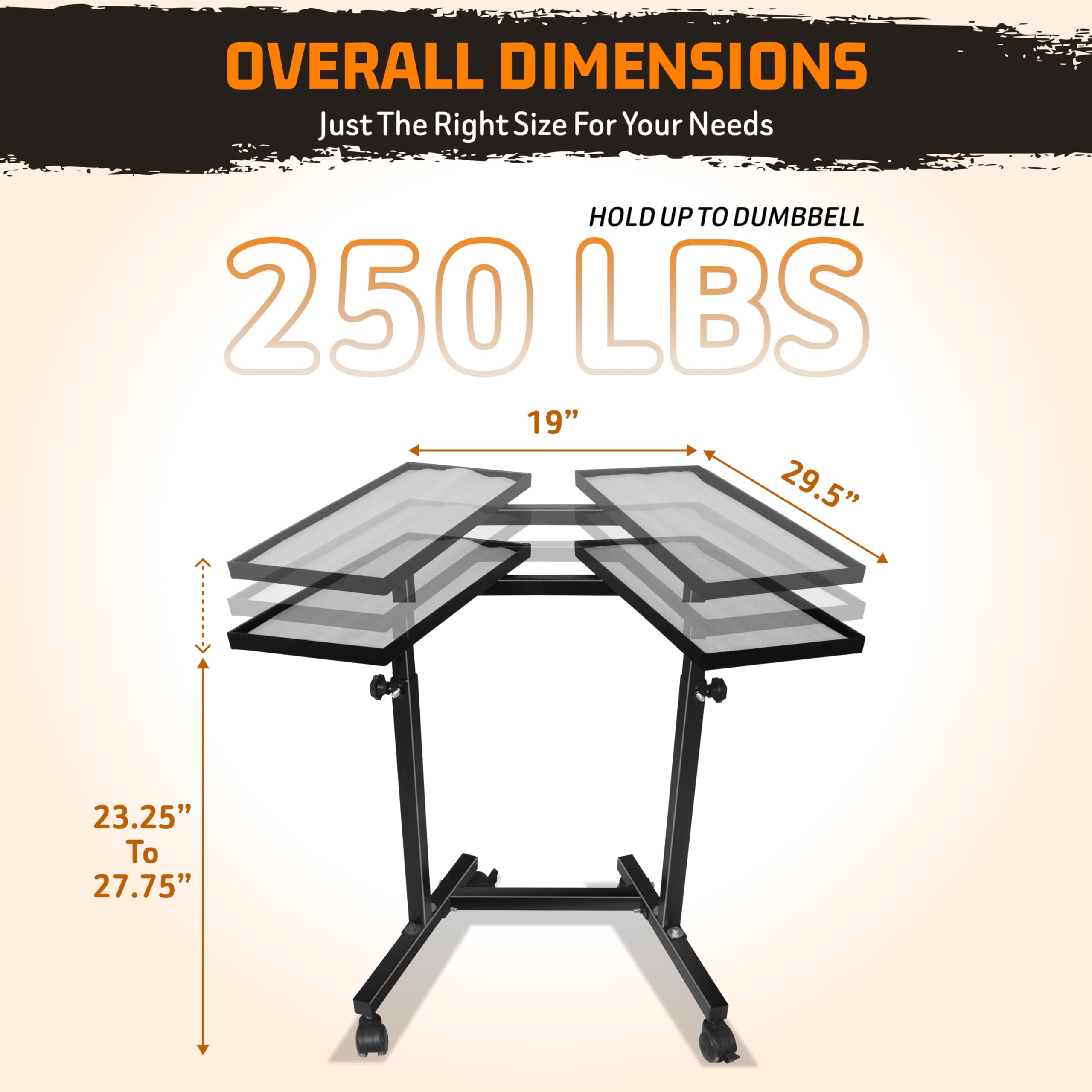 Adjustable Dumbbell Weight Rack Stand With Wheels – Heavy Duty Weight Rack For Dumb Bells For Adjustable Dumbbell Set – Home Gym Stand For Training, 4 Height Level