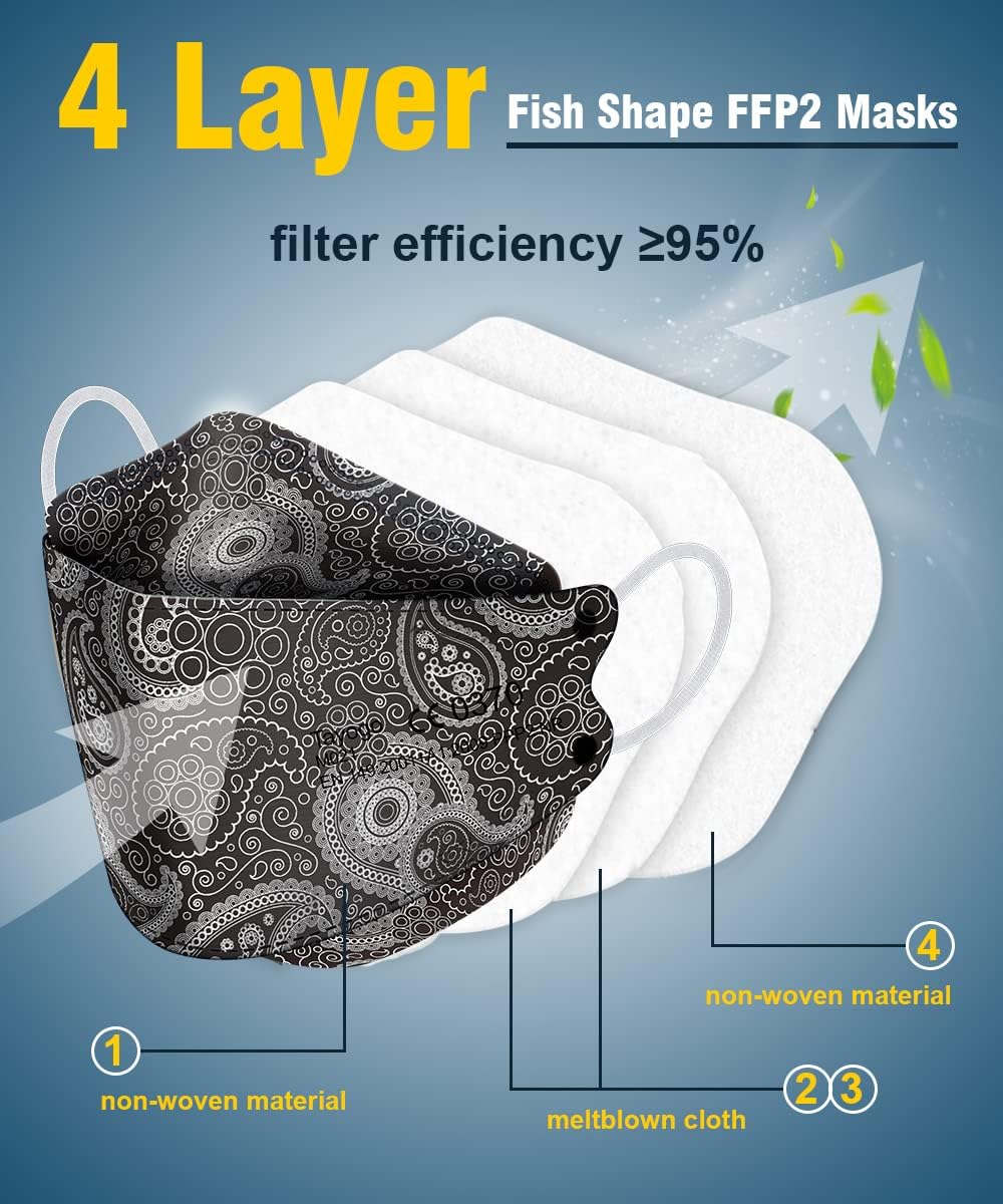 Tayogo FFP2 Face Masks,Fish Shape Protective Face Masks, 5Layer