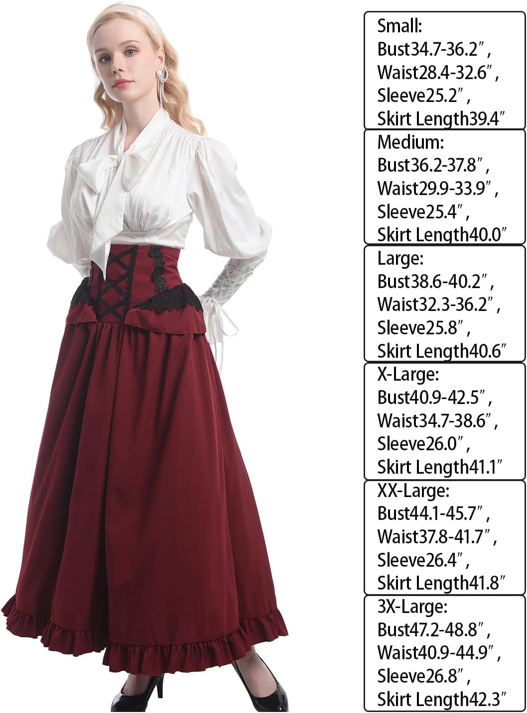 CR ROLECOS Victorian Dress Women 1800s Edwardian Costume 2-Piece Victorian Costume Ball Gown - Image 4