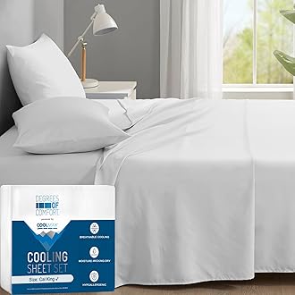 Coolmax® Cooling Bed Sheets California King Size for Hot Sleepers, Moisture Wicking Sheet Set for Night Sweats, Deep Pocket, Ultra Soft, Cozy for All Seasons, White 4 Pieces