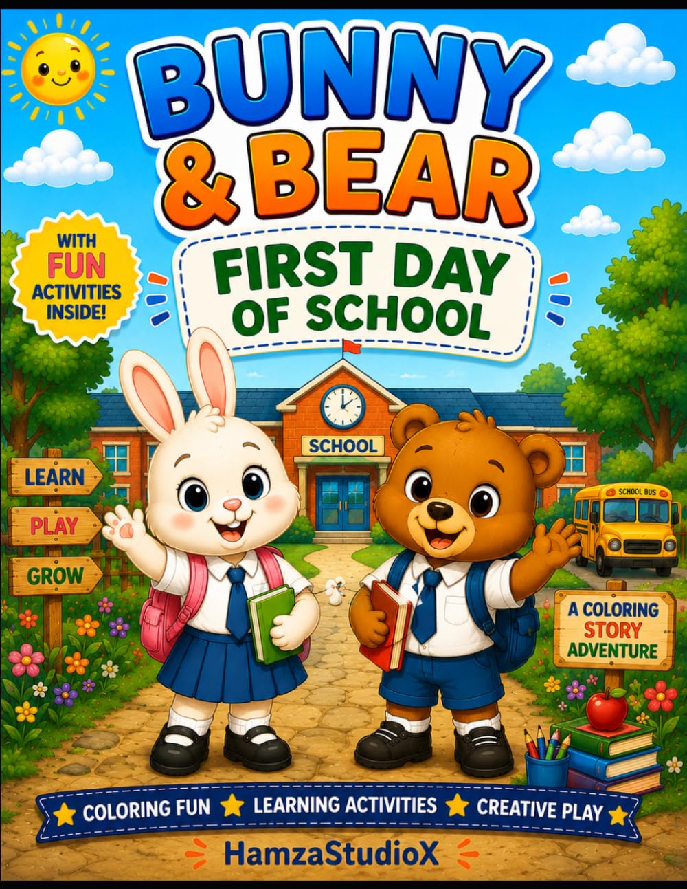 Bunny & Bear First Day Of School: A Fun Coloring Story About Friendship, School, and New Adventures (Bunny & Bear Adventures)