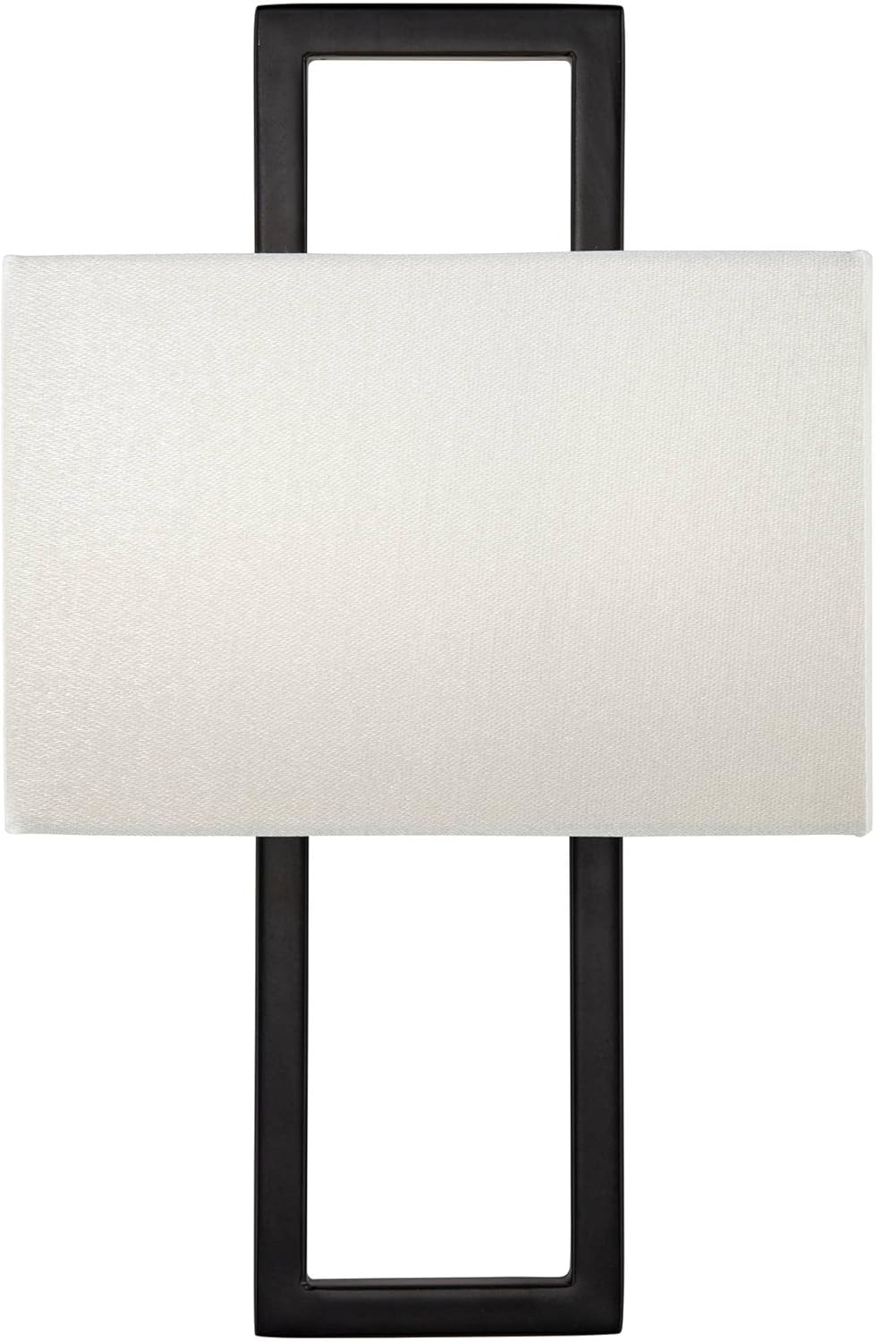 Possini Euro Design Modena Modern Wall Light Sconces Set of 2 Black Hardwired 9 1/2" Fixture Shimmery Silvery Faux Silk Half Shade for Bedroom Bathroom Vanity Living Room Home Hallway Dining House