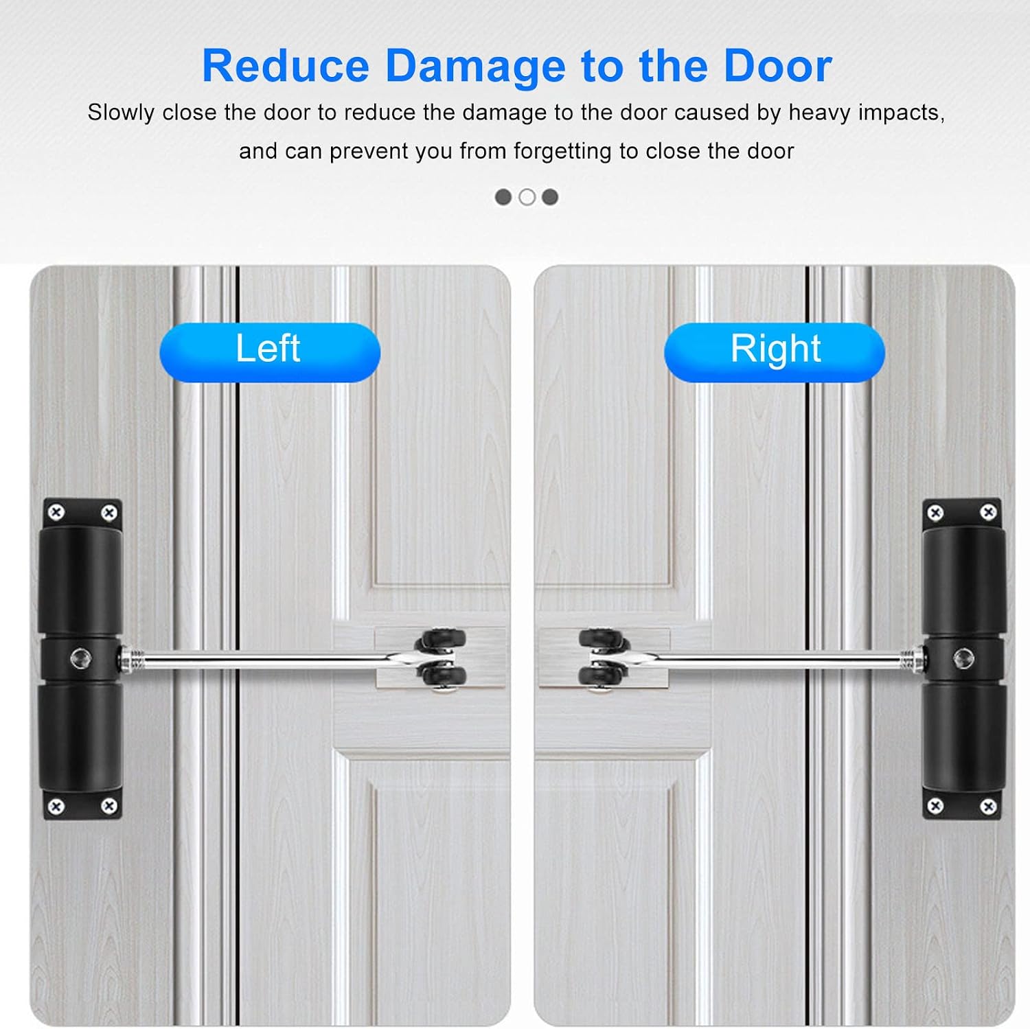 Door Closer Automatic Safety Spring Door Closer – Easy to Install to Convert Hinged Doors to Self-Closing Black