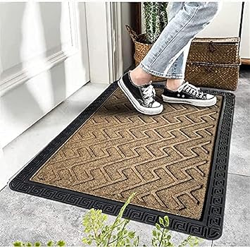 Amazelo Cart Polypropylene Anti Slip Floor Door Mat Bathmat with Rubber Backing for Home Living Room Entrance (60x40 cm, Beige)