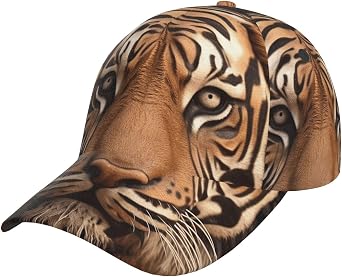 Baseball Cap 3D Tiger Head Golf Dad Hat Adjustable Sun Hat Unisex Trucker Hats Performance Cap Black
