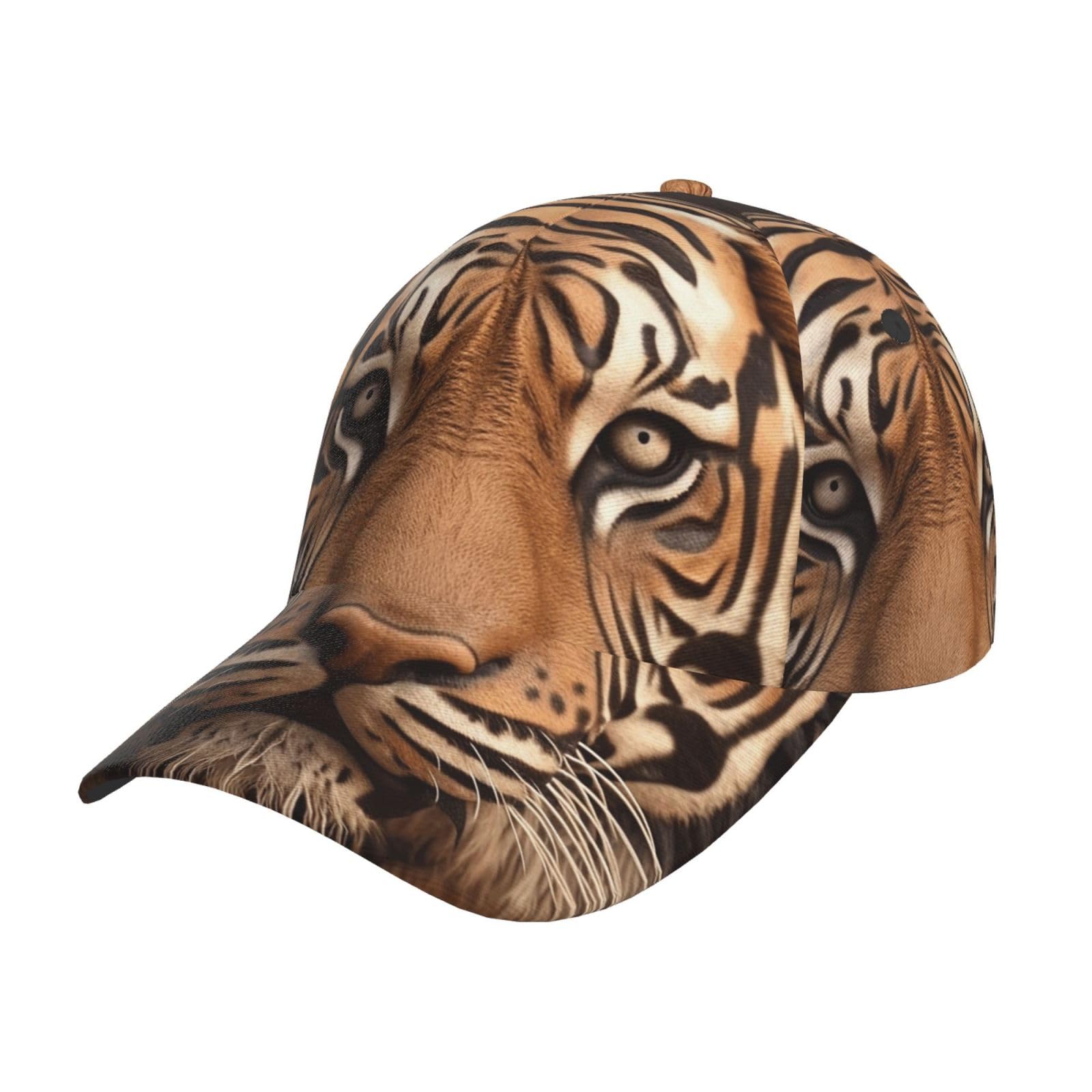 Hjtrw Unisex Black Baseball Cap 3D Tiger Head Golf Dad Hat Adjustable Sun Hat Trucker Hats Performance Cap
