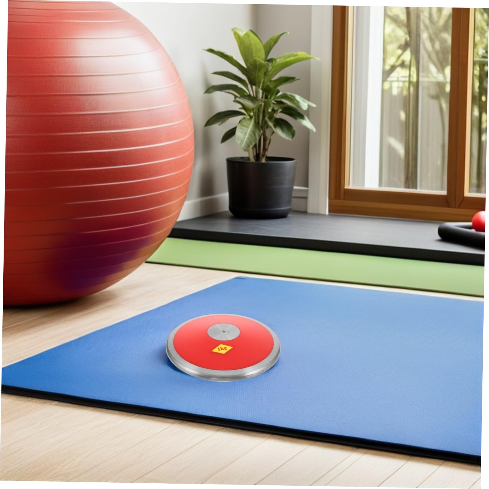 Beavorty Disco de Atletismo de Entrenamiento 1kg Acero y Nylon Rojo | Textura de Agarre Mejorada, Distribución Uniforme del Peso, para Gimnasio y Pista