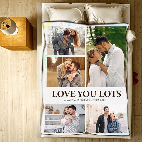 Miniatura 4 de Manta de fotos de amor personalizada, manta de collage con texto. Haz tu propia manta. Regalo para aniversario, Acción de Gracias, cumpleaños y
