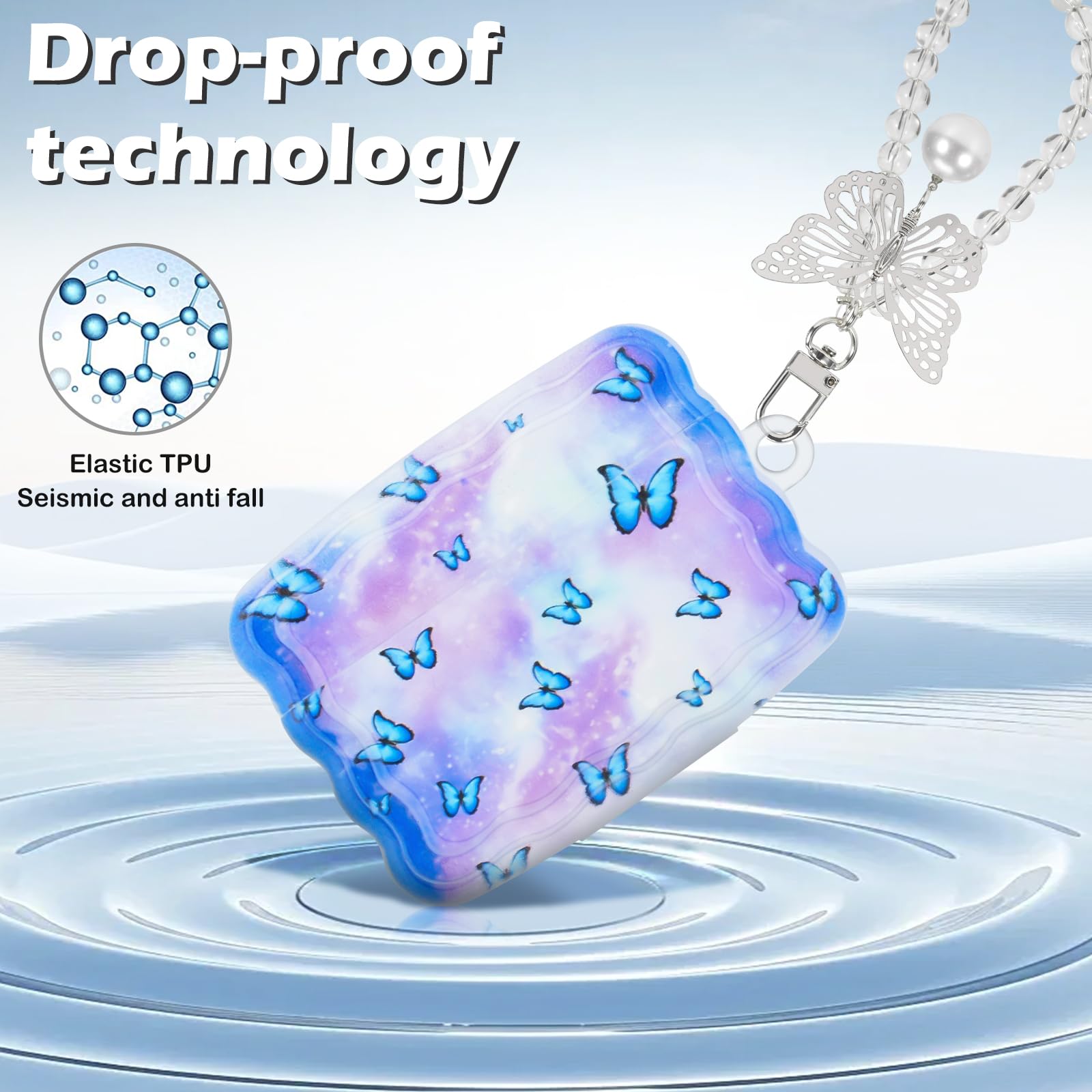Cute Case for AirPods Pro (2019) with Crystal Butterfly Keychain - Image 2