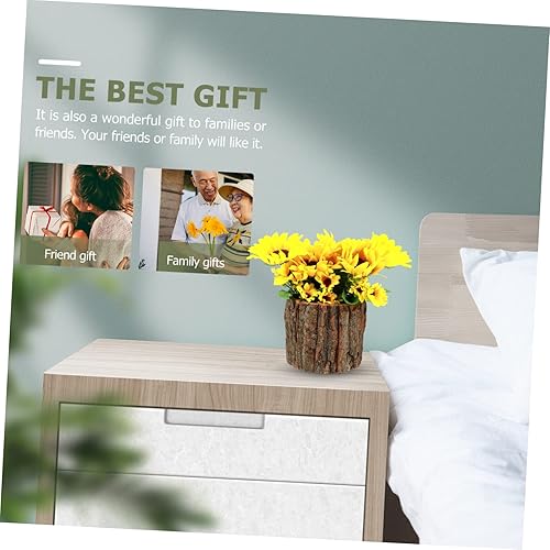 Miniatura 6 de Happyyami 6 piezas de corteza de madera suculenta maceta mezcla rústica para el hogar maceta con agujero de madera cubo de flores de madera florero