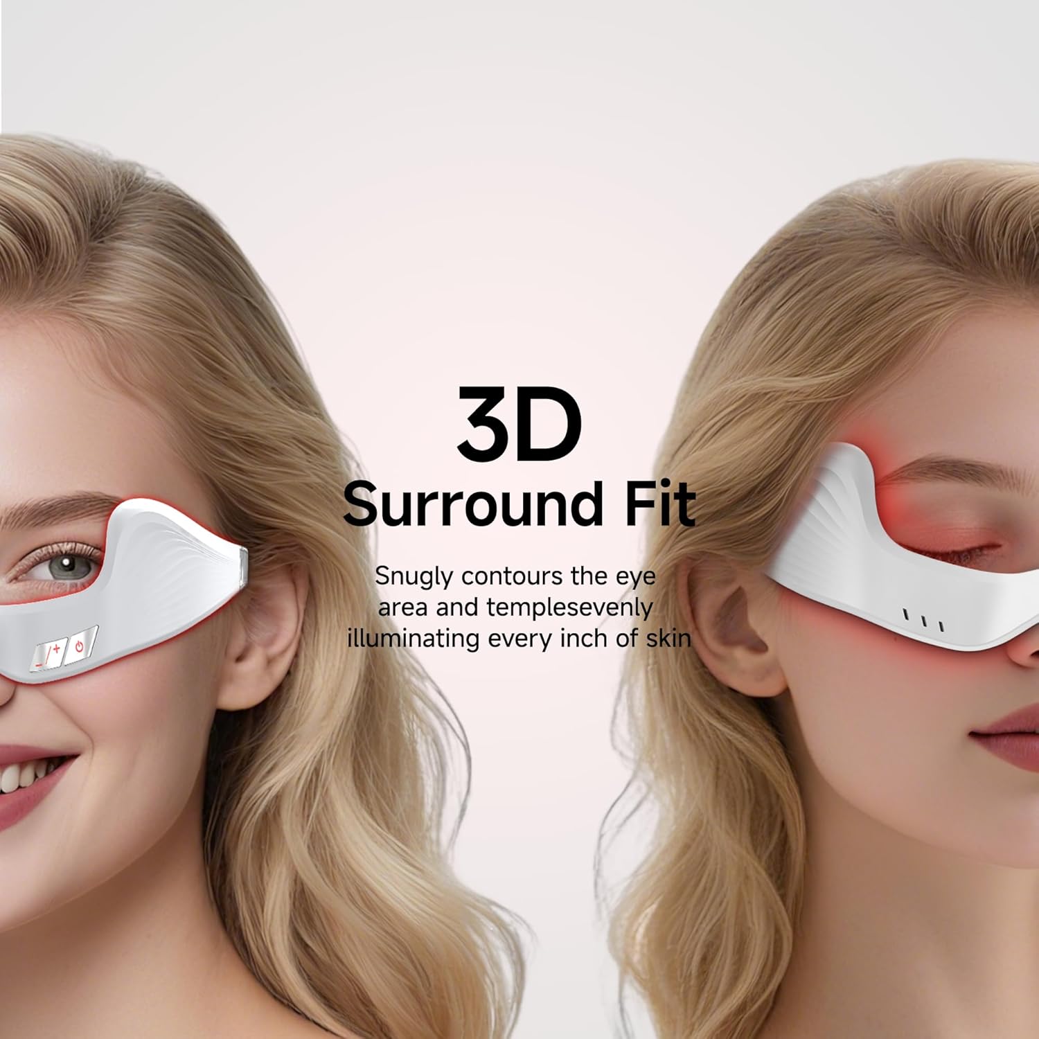 Red Light Therapy Eye Massager with Microcurrent – 3D Contour Design for Dark Circles, Puffiness, Eye Bags & Wrinkles – Under Eye Treatment Device for Fine Lines, Rechargeable & Gentle for Daily Use