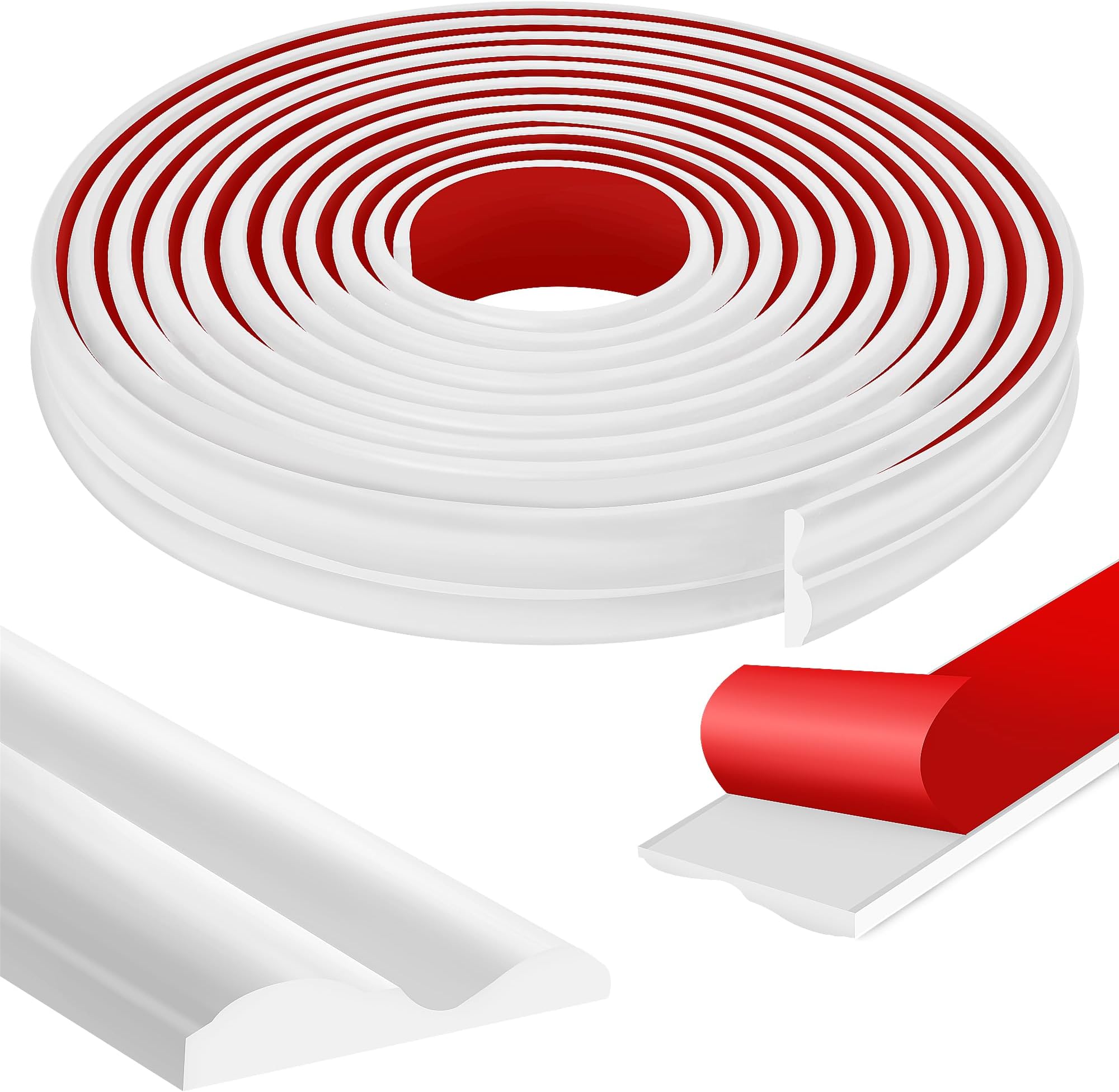 moonoom 20 Ft x 1.6''Wall Decoration Molding Trim,Self-Adhesive 3D Chair Rail Panel Molding, Flexible DIY Wall Trim for Walls Mirror Window Frame and Home Decoration