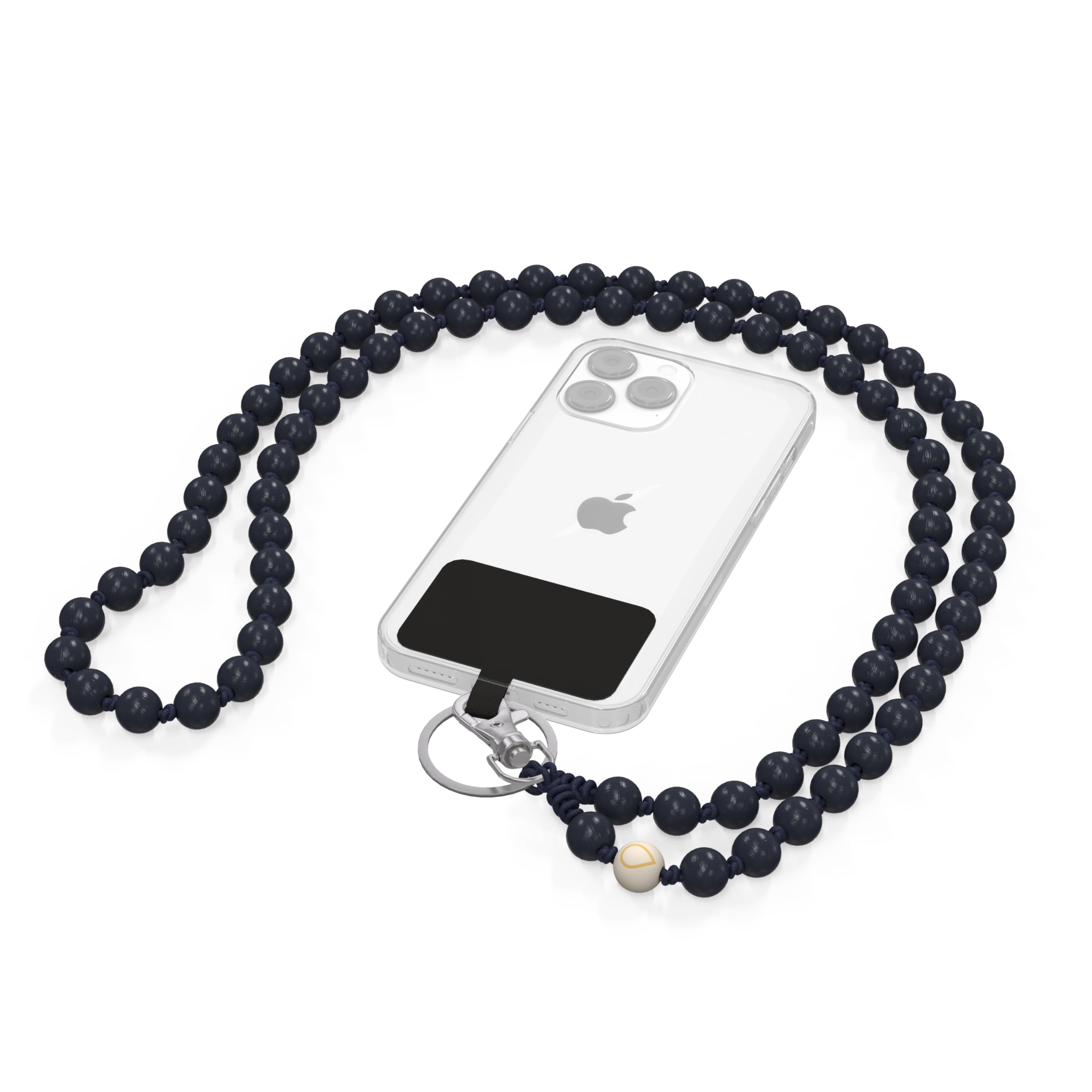 Chaîne universelle en perles de bois pour téléphones portables, chaîne - compatible avec tous les smartphones: iPhone 15, 14, 13, 12, 11, X, Samsung Galaxy (sans étui)