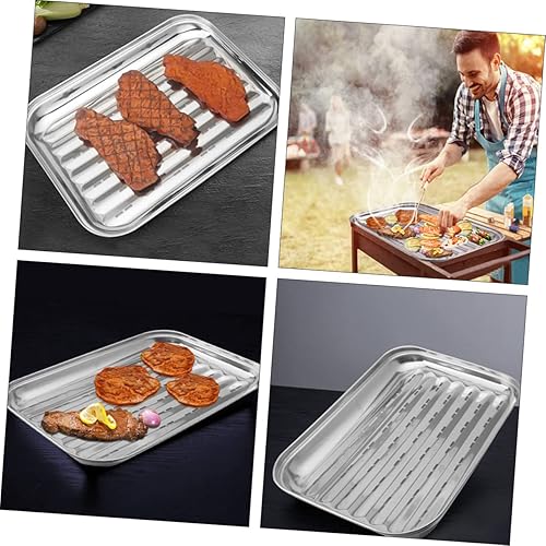 Miniatura 8 de Happyyami Stainless Steel Grill Pan Roasting Fish Drip Tray Vegetable Grill Basket Stainless Grill Topper BBQ Grill Pan Grill Toppers Grill Pan for