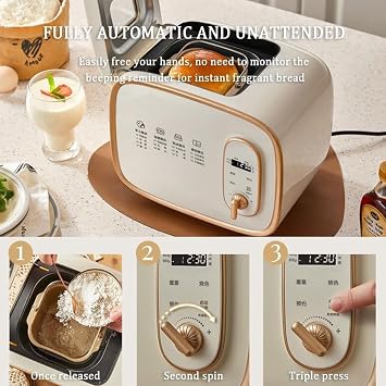Smart Bread Maker,13-in-1 Automatic Bread Maker Machine with Ceramic Pan,15h Timer&1h Keep Warm,600g Dough Maker with Intelligent Temperature Control Sourdough,for Gluten Free,Dough