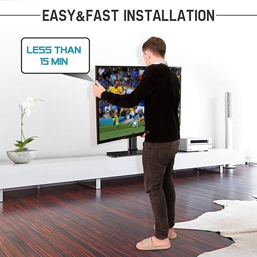 Miniatura 6 de Universal TV Stand - Table Top TV Stand with Mount for Most 37-55 Inch Flat Screen TVs Height Adjustable TV Mount Stand with Tempered Glass Base TV