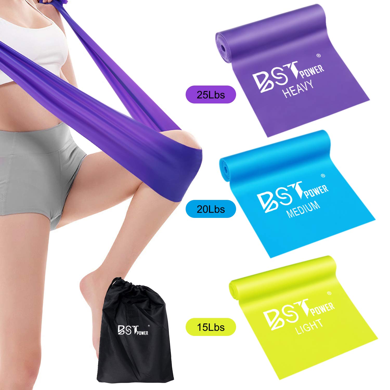 BSTPOWERResistance Bands, Exercise Bands for Yoga Fitness Workout Bands