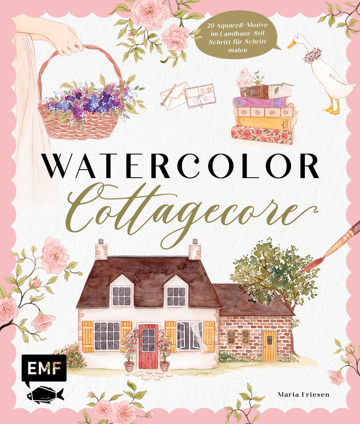 Watercolor Cottagecore: 20 atmosphärische Aquarell-Motive im Landhaus-Stil Schritt für Schritt malen | Charmante Landhäuser, Blumenmuster, gemütliche Interior- und Vintage-Elemente