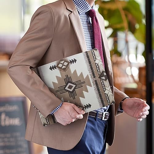 Miniatura 4 de Dreaweet Carpeta de cuero azteca, organizador de portafolio de cuero nativo americano, tribal, navajo, carpeta de currículum, organizador de