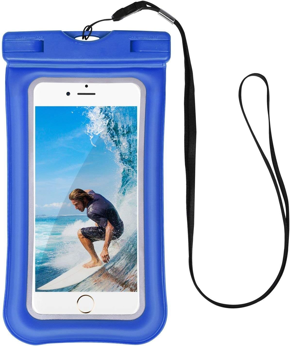 Universal Waterproof Case Compatible Samsung Galaxy A5 Duos A5000 A500G A500H A500M 5" and Other Cellphone up to 6.3", JULAM IPX8 Airbag Floating Waterproof Pouch Outdoor Dry Bag (Dark Blue)