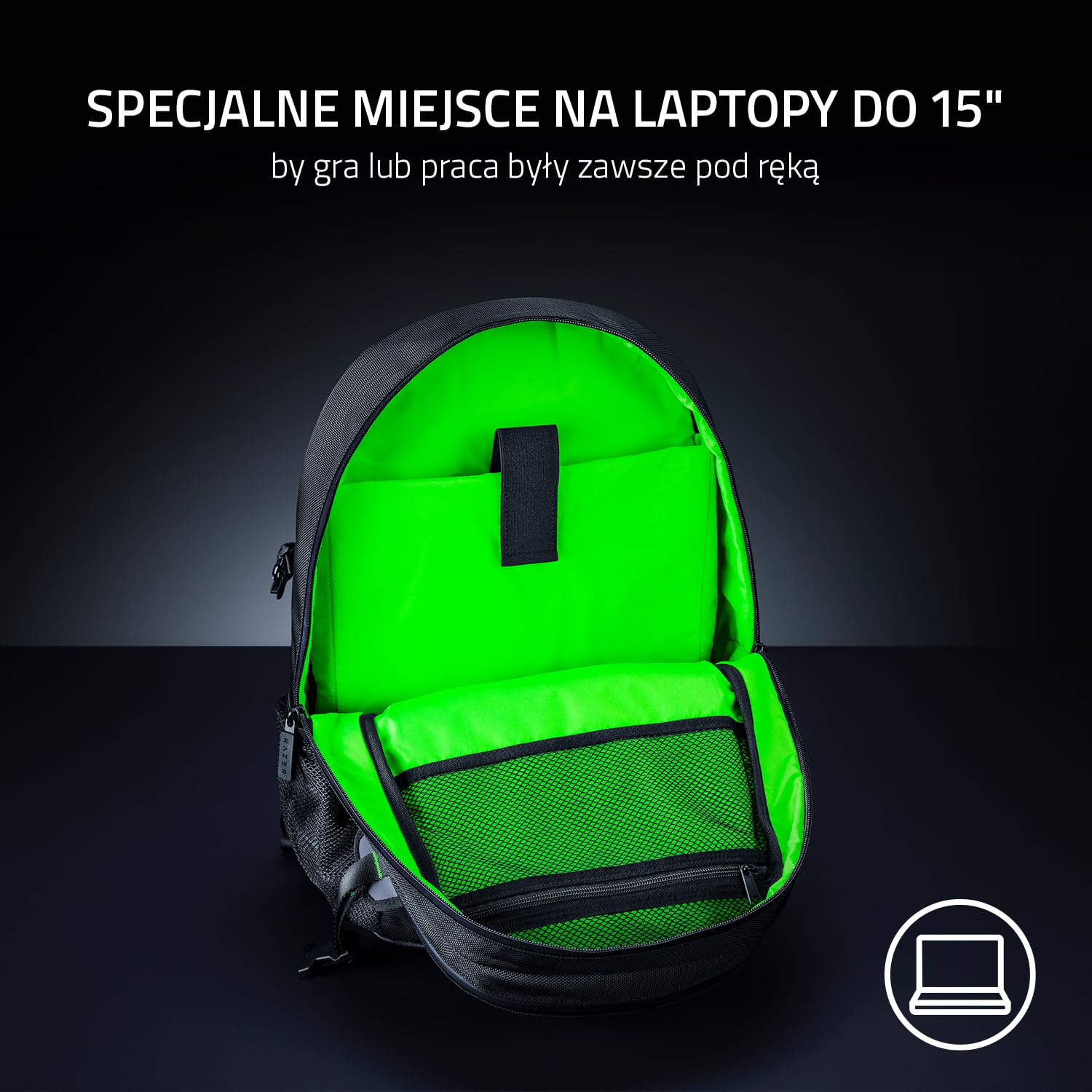 Razer Rogue V3 Backpack (15,6") Black Edition - kompaktowy plecak podróżny (kieszeń na laptopa do 15 cali, odporny na ścieranie, powłoka zewnętrzna z poliestru), czarny