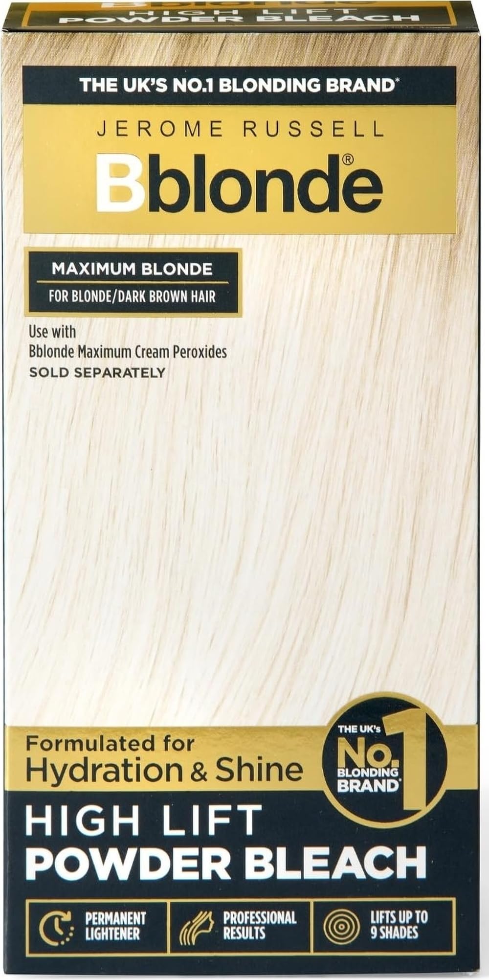 Jerome Russell Bblonde High Lift Powder - Blonde to Dark Brown Hair Lightener with Mineral Oils, Lifts 6-9 Shades, 4 Sachets (4x25g)