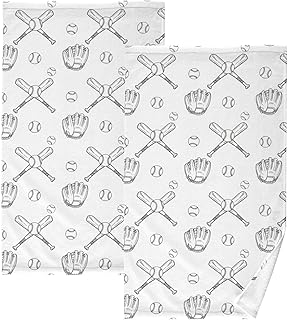 Glove White Baseball Hand Towels for Bathroom Cotton Face Hand Towel Microfiber Bath GymTowels Decorative Boho Décor for Hair Kitchen Yoga Shower Towel Set of 2