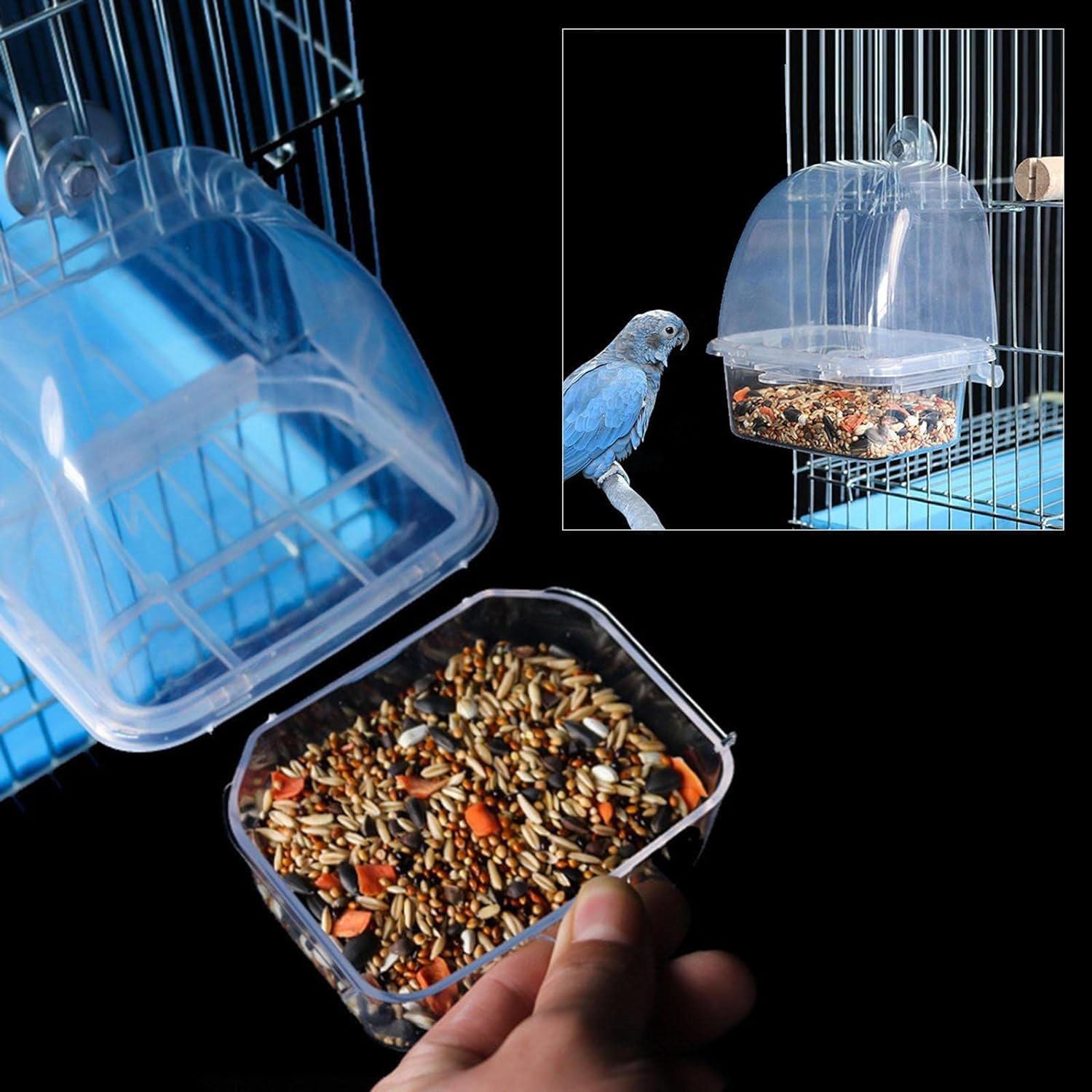 AWRAAQ Small Transparentr Bird Slot Feeder No Mess Cage Hanging Feeder Cup Plastic Food Feeding Box (B0CXSY2Z65) Amazon Price History, Amazon Price Tracker