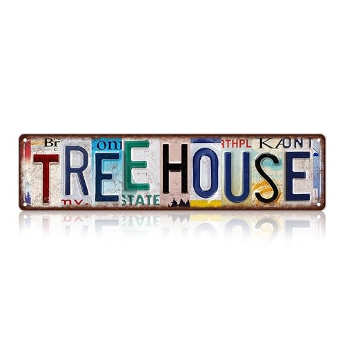 Vintage Tree House Street Sign Wall Decor Metal Tin Signs
