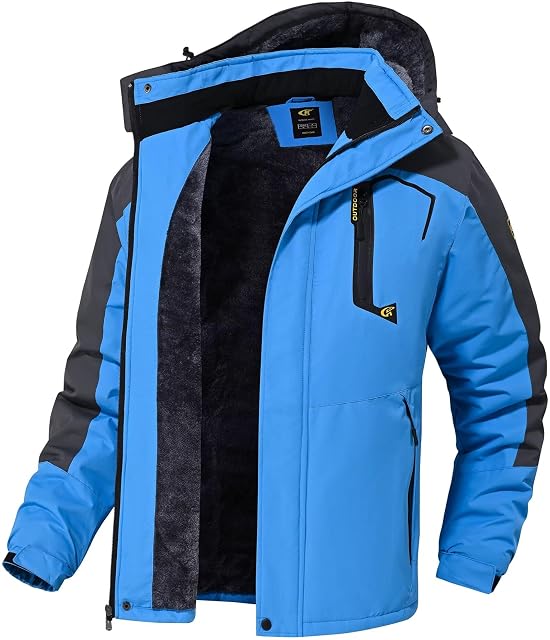 jurunfeng QPNGRP Mens Waterproof Ski Jacket Winter Windproof Snowboarding Jacket Blue X-Large