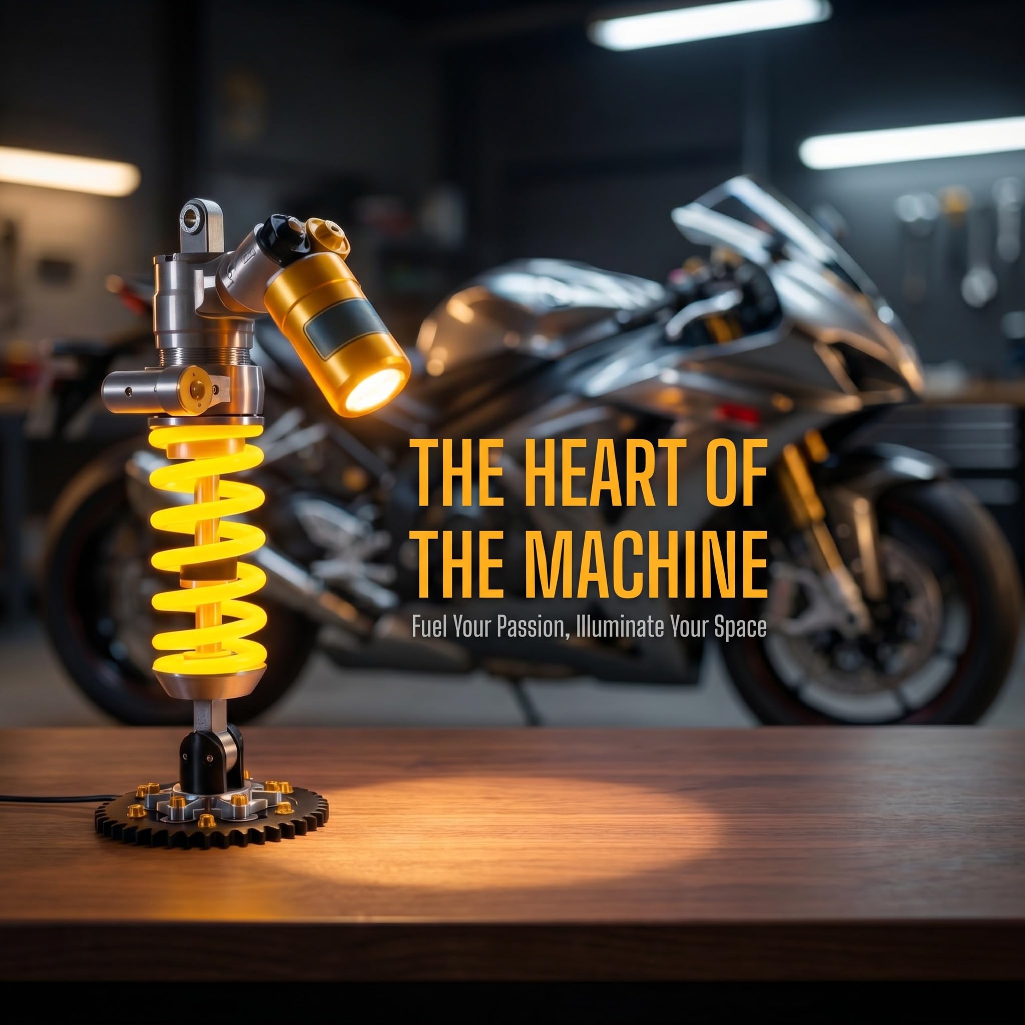 Lampada da tavolo con coilover stampata in 3D, luce LED dimmerabile al tatto, luce decorativa ricaricabile per sala giochi e garage, design unico per gli appassionati di auto