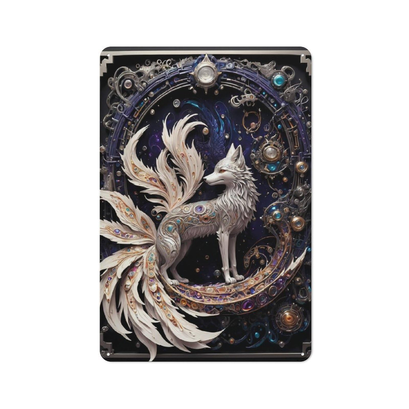 Junmoney Nine Tailed Fox Retro Tin Sign 30X20cm For Man Cave Or Games Room, A Decorative Christmas Gift For Leisure-Room Decor Enthusiasts
