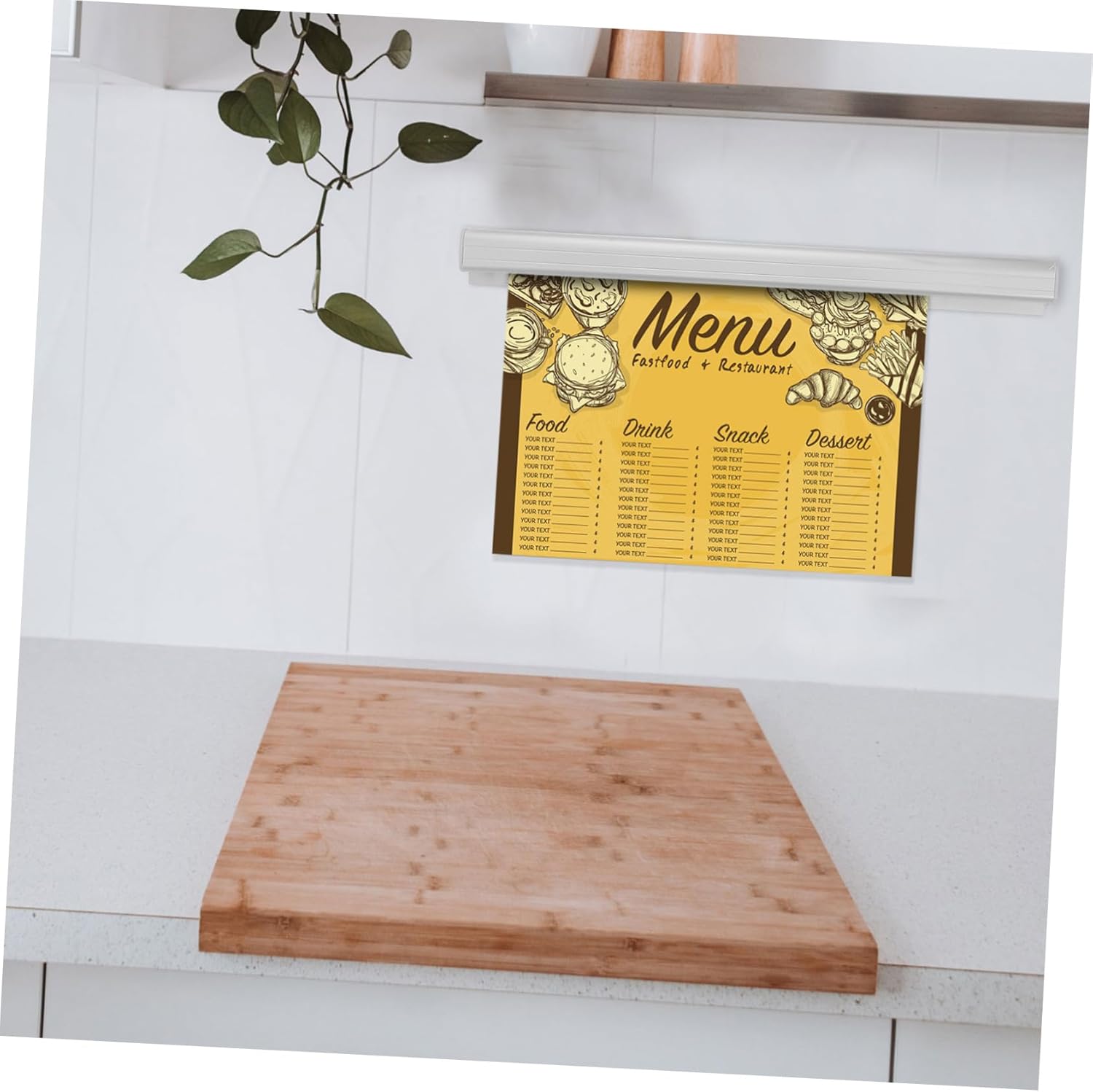 Alipis 4pcs No Drill Kitchen Ticket Holder Aluminum Order Rack for Restaurants Cafes Pubs Easy Installation Check Bill Display Rail for Efficient Order Management