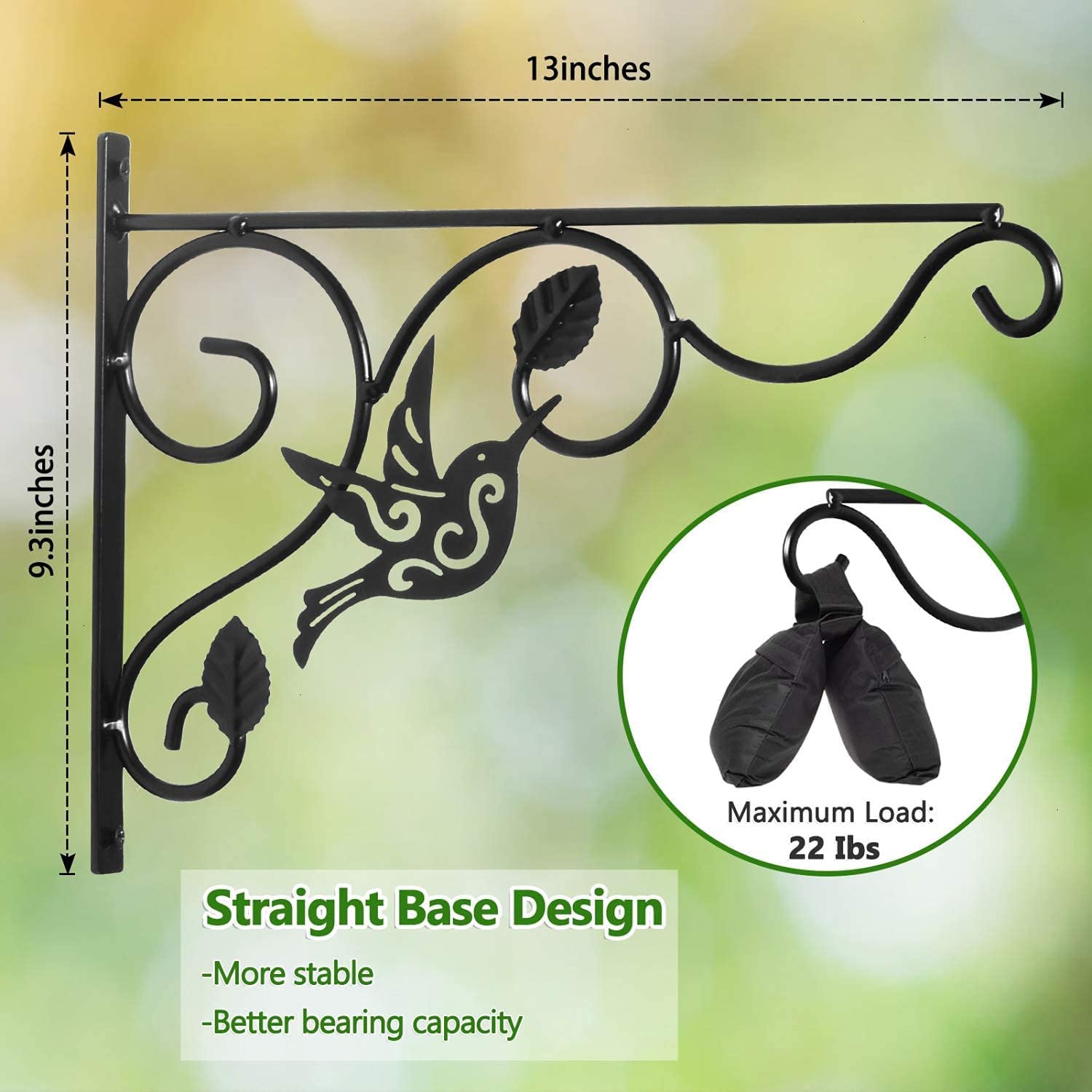 Vumdua Hängende Pflanzenhalterung, 4 Stück 30.5 cm Wand-Pflanzenhaken mit Eisenschrauben im Lieferumfang enthalten, Blumentopf, Innen- und Außenbereich Terrassendekoration