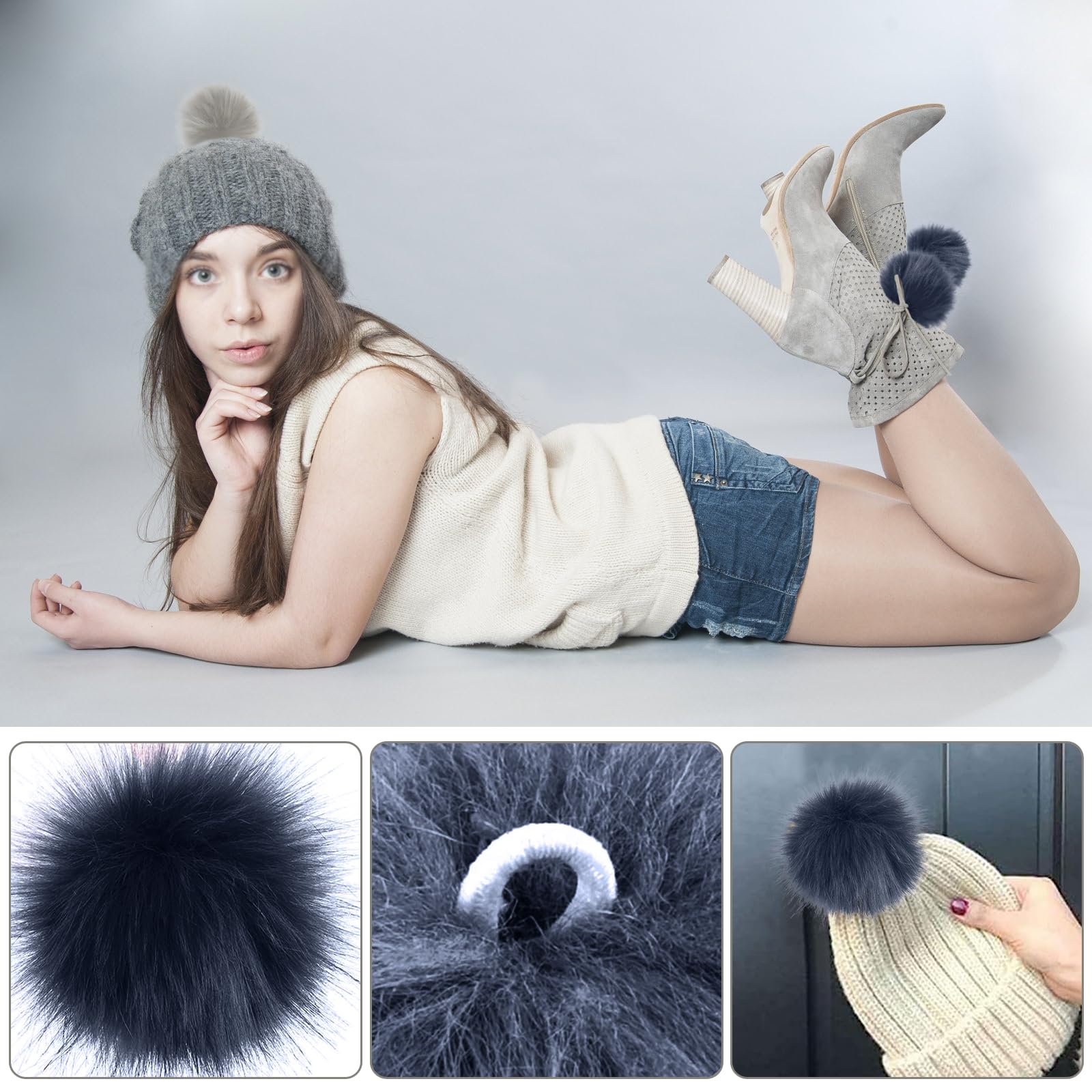 Pompon In Pelliccia Sintetica 12 Cm, Morbidi E Soffici, Per Cappelli, Borse E Decorazioni Fai-da-te