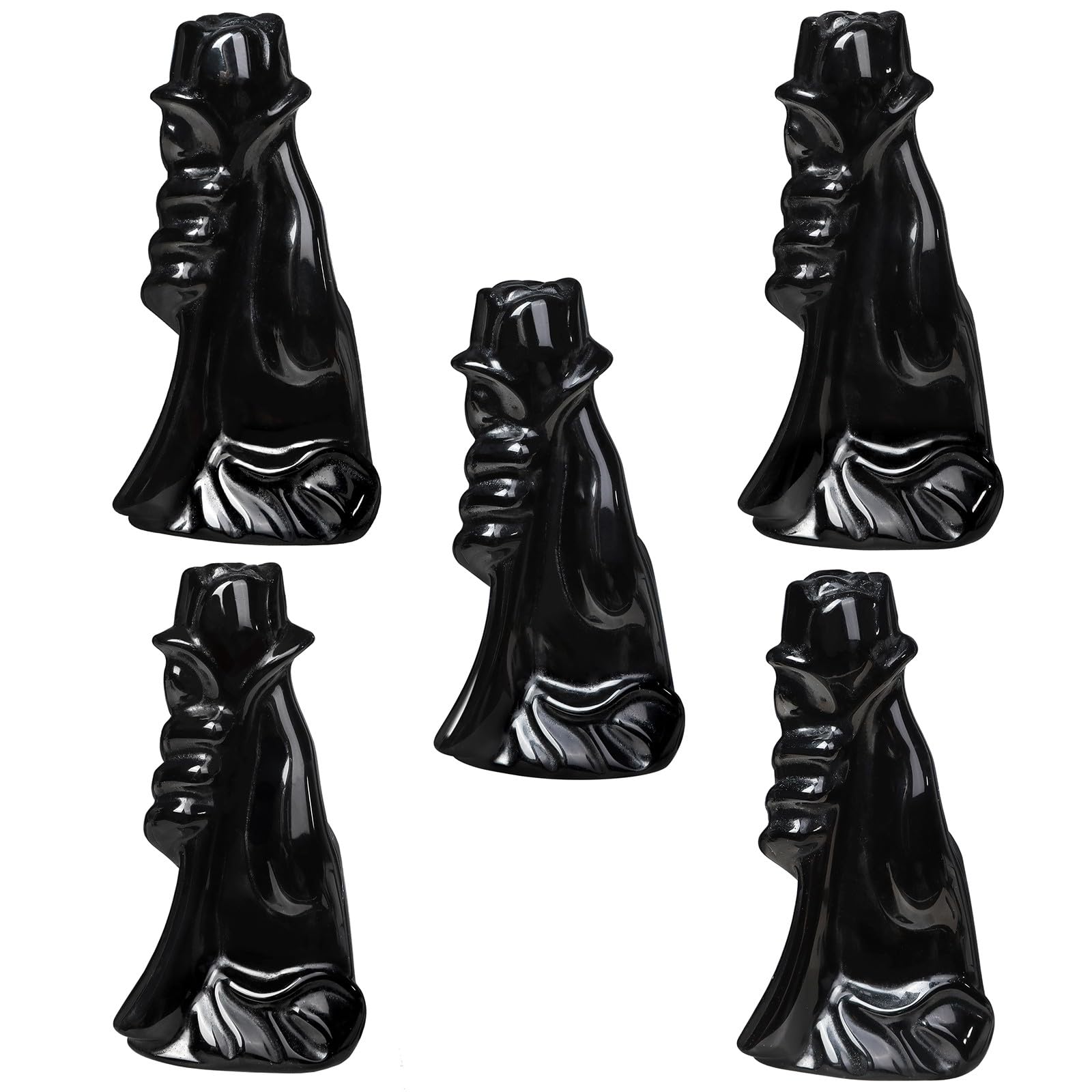mookaitedecor Figura de flor de rosa de cristal de obsidiana negra, piedra grabada para aniversario, boda, estatua de adorno para decoración del hogar y la oficina
