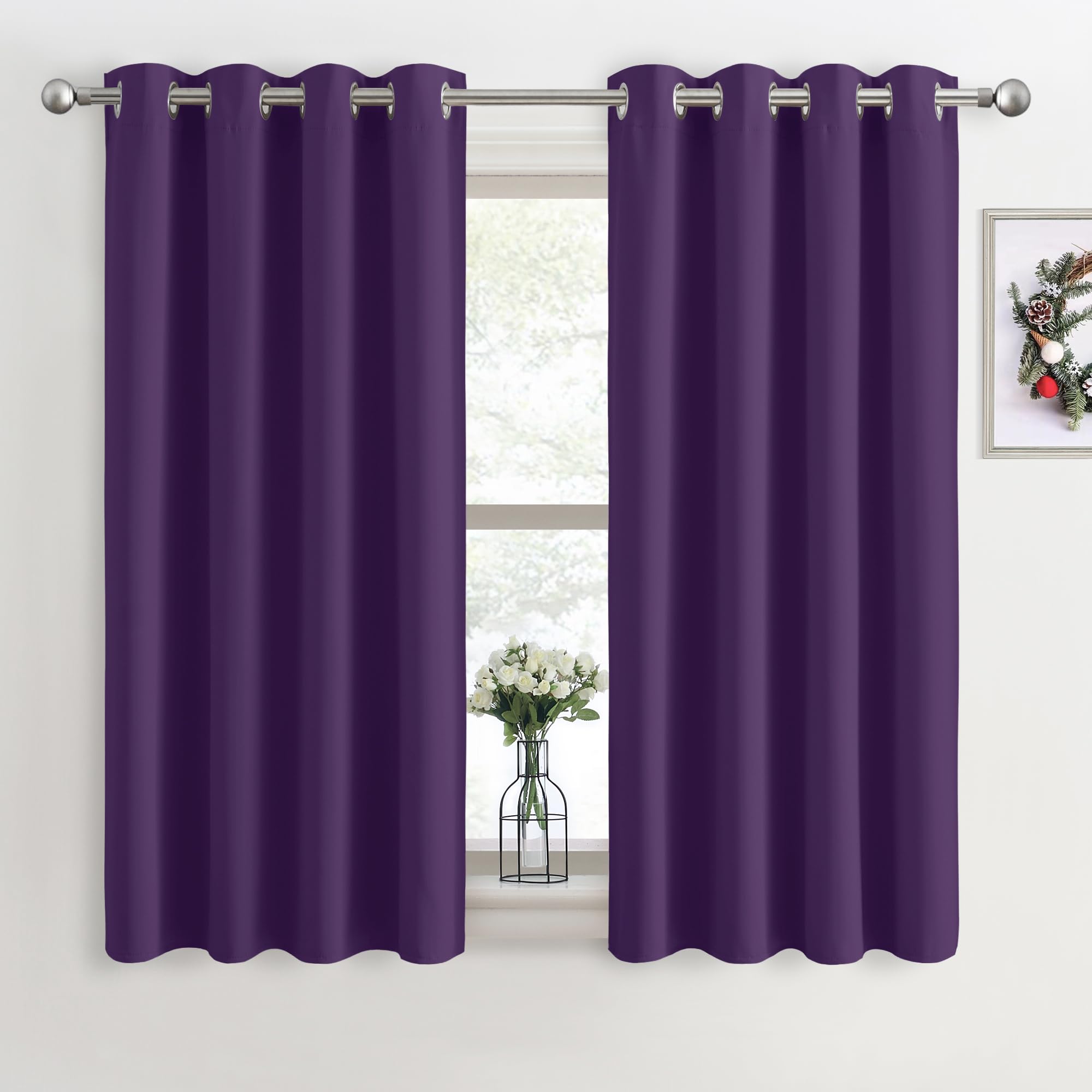 PONY DANCE Blackout Curtains for Bedroom, Purple, 2 Panels, 46 x 45 Inch