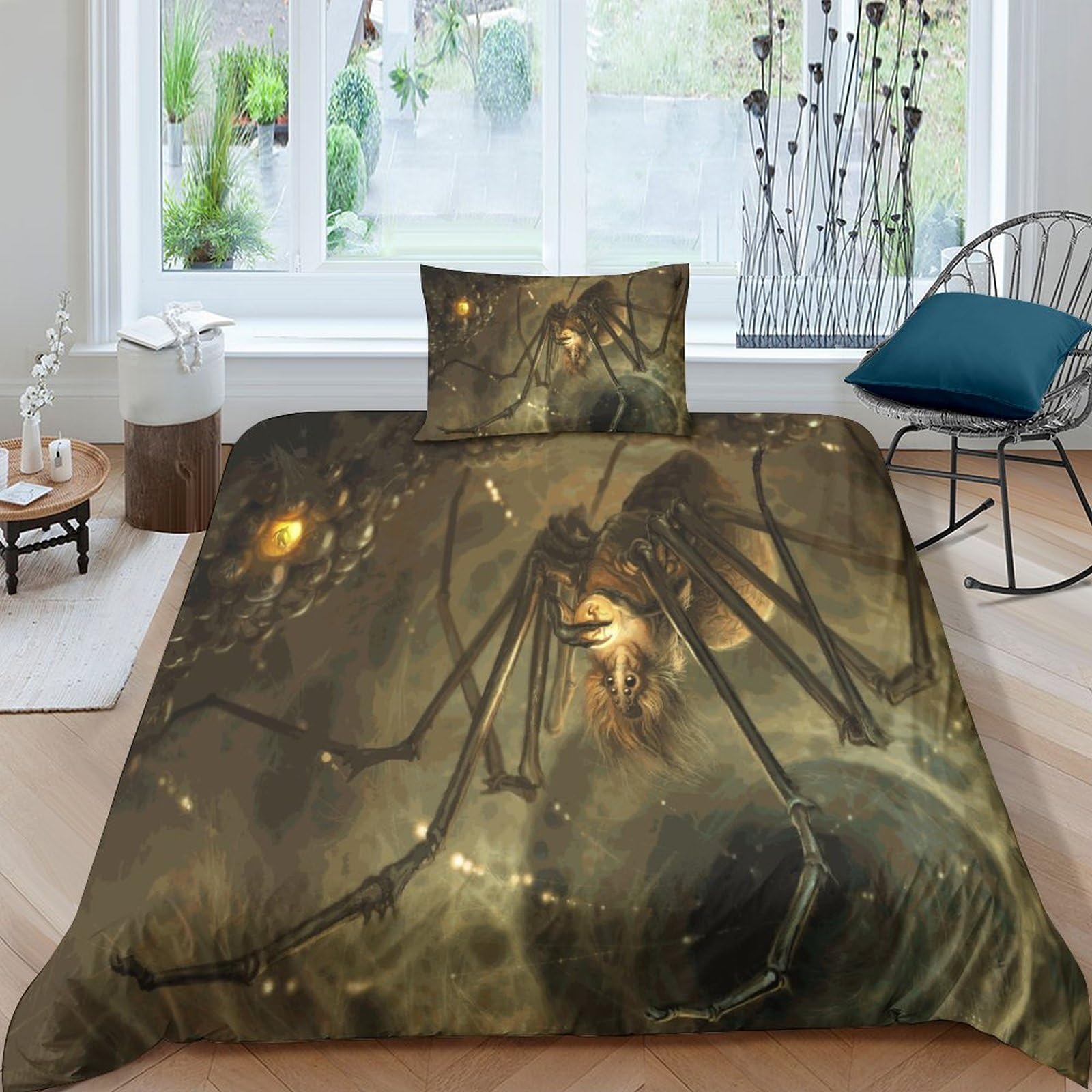 Juego de cama de arañas con funda de almohada microfibra 3D 135x200cm