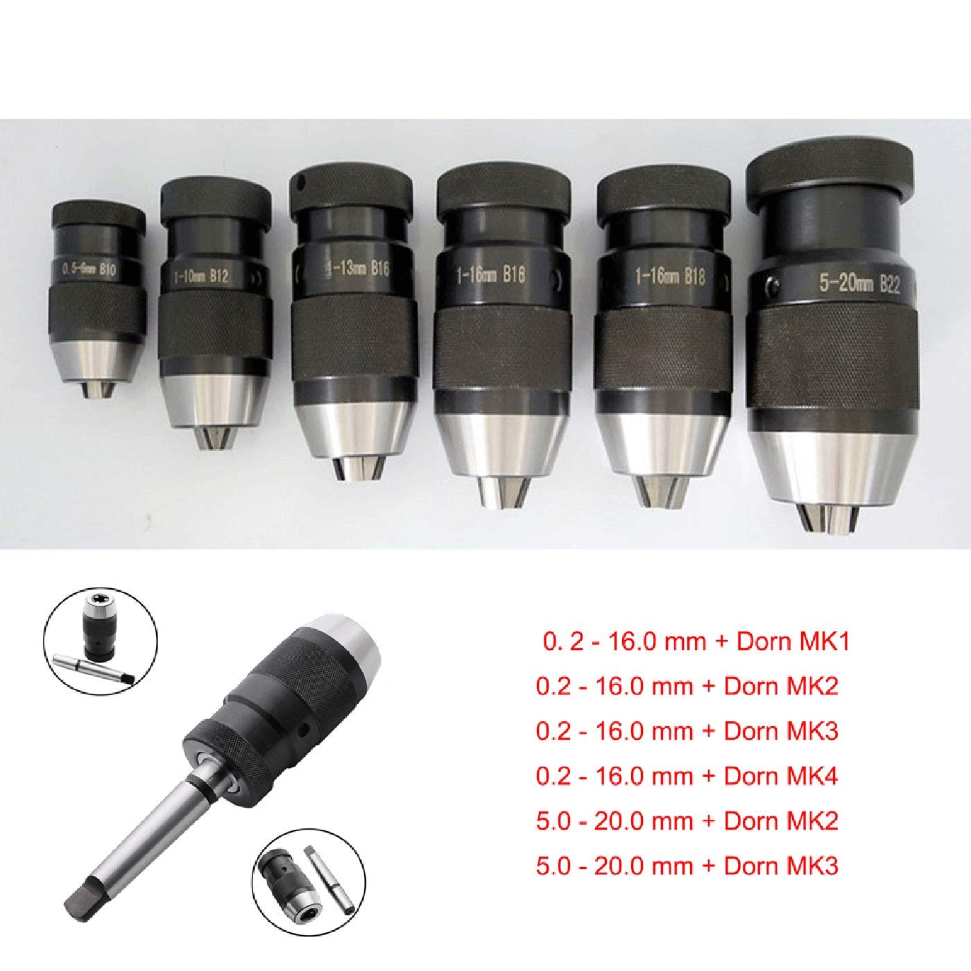 Selbstanzug Keyless Drehmaschine Selbstspannend Bohrfutter Spannfutter Schnellspannbohrfutter Kegelige Bohrung Bohrer Chuck